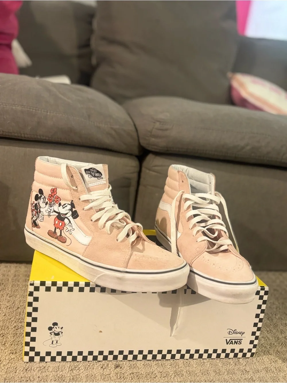 Limited edition Vans x Disney Sk8-Hi sneakers featuring Mickey & Minnie Mouse
